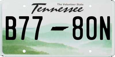 TN license plate B7780N