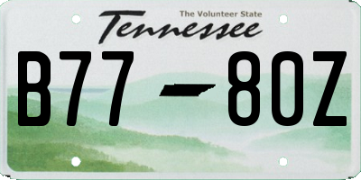 TN license plate B7780Z
