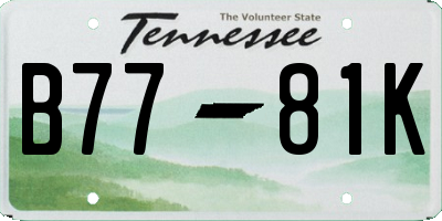 TN license plate B7781K