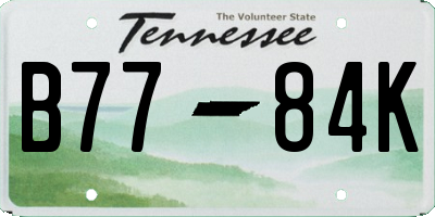 TN license plate B7784K