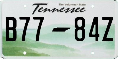 TN license plate B7784Z