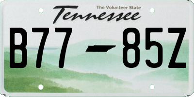 TN license plate B7785Z