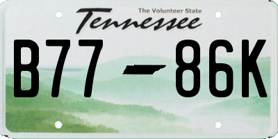 TN license plate B7786K