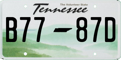 TN license plate B7787D