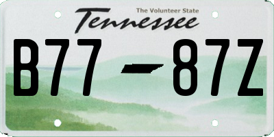 TN license plate B7787Z
