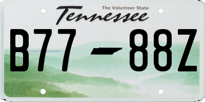 TN license plate B7788Z
