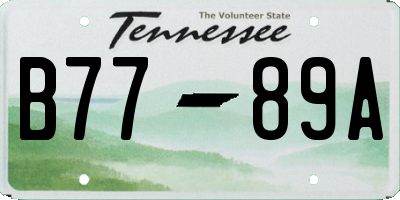 TN license plate B7789A
