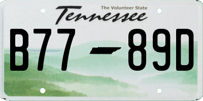 TN license plate B7789D