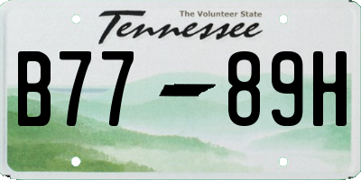 TN license plate B7789H