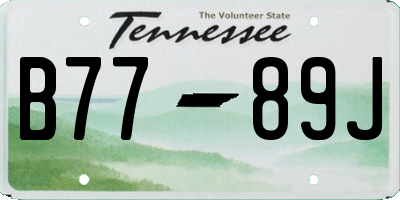 TN license plate B7789J
