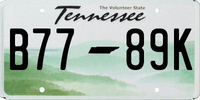 TN license plate B7789K