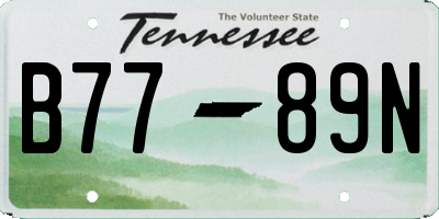 TN license plate B7789N