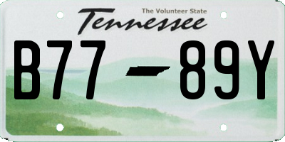 TN license plate B7789Y