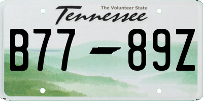 TN license plate B7789Z