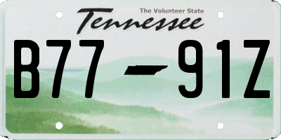 TN license plate B7791Z