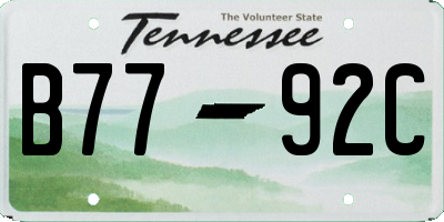 TN license plate B7792C