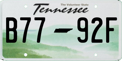 TN license plate B7792F