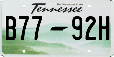 TN license plate B7792H
