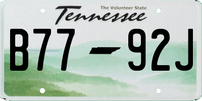 TN license plate B7792J