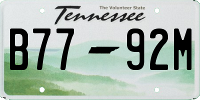 TN license plate B7792M