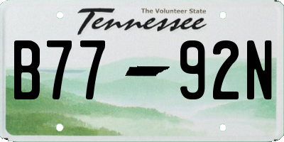 TN license plate B7792N