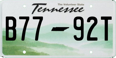 TN license plate B7792T