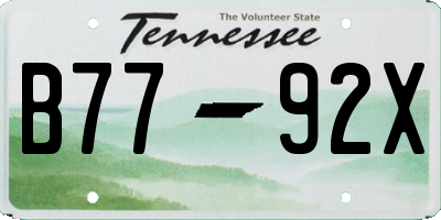 TN license plate B7792X