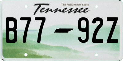 TN license plate B7792Z