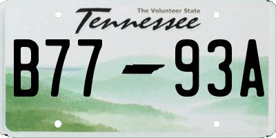 TN license plate B7793A