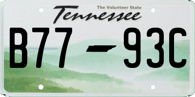 TN license plate B7793C