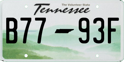 TN license plate B7793F
