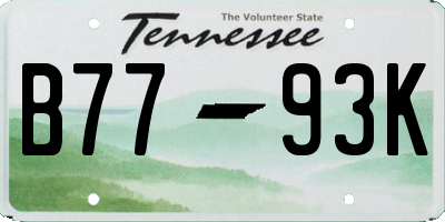 TN license plate B7793K