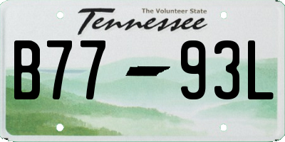 TN license plate B7793L