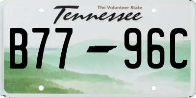 TN license plate B7796C