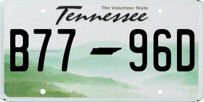 TN license plate B7796D