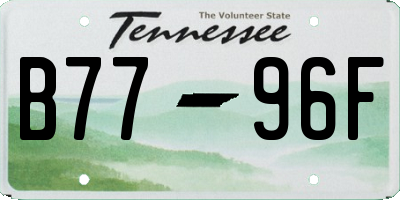 TN license plate B7796F