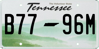 TN license plate B7796M