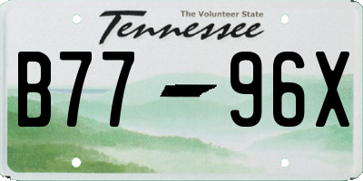 TN license plate B7796X
