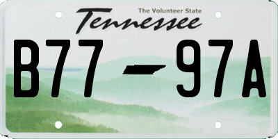TN license plate B7797A