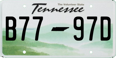TN license plate B7797D