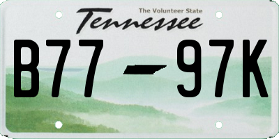 TN license plate B7797K