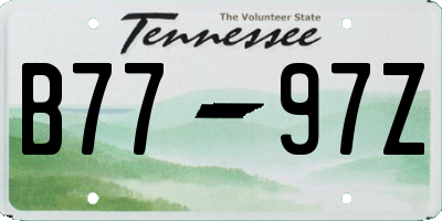 TN license plate B7797Z