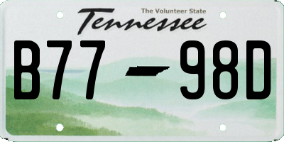 TN license plate B7798D