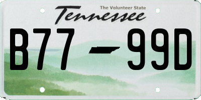 TN license plate B7799D