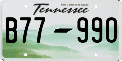 TN license plate B7799O