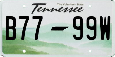 TN license plate B7799W