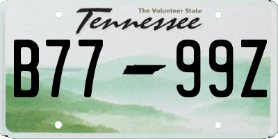 TN license plate B7799Z