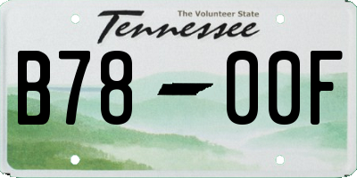 TN license plate B7800F