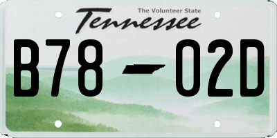TN license plate B7802D