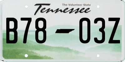 TN license plate B7803Z
